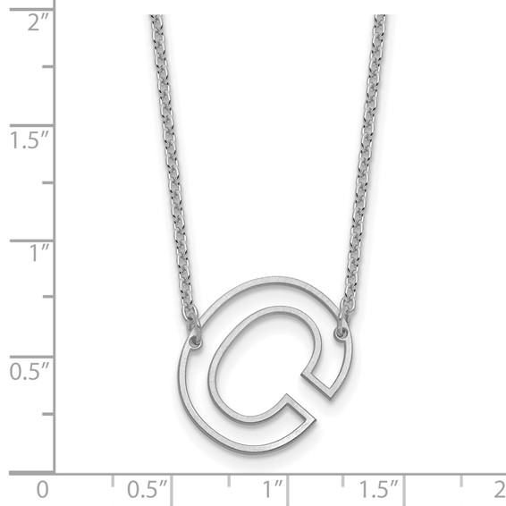 Sterling Silver Sideways Cut Out Initial C Necklace