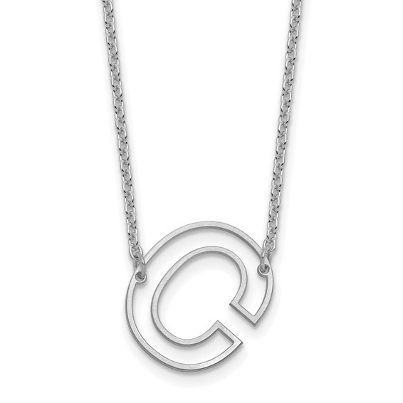 Sterling Silver Sideways Cut Out Initial C Necklace