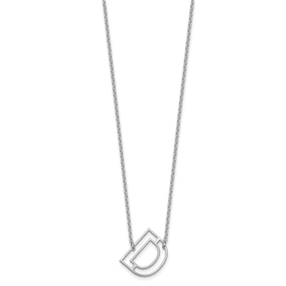 Sterling Silver Sideways Cut Out Initial D Necklace