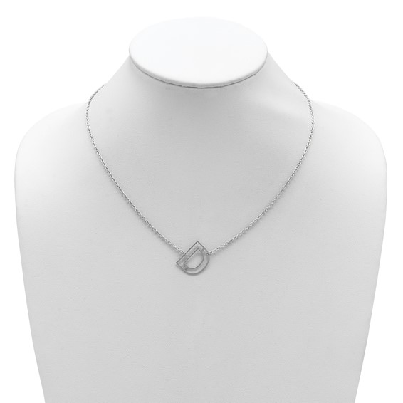 Sterling Silver Sideways Cut Out Initial D Necklace