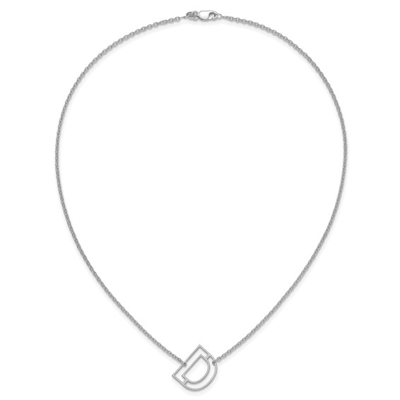Sterling Silver Sideways Cut Out Initial D Necklace