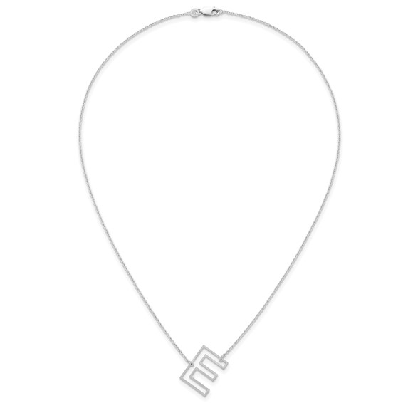 Sterling Silver Sideways Cut Out Initial E Necklace
