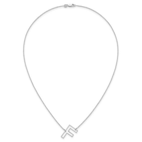 Sterling Silver Sideways Cut Out Initial F Necklace
