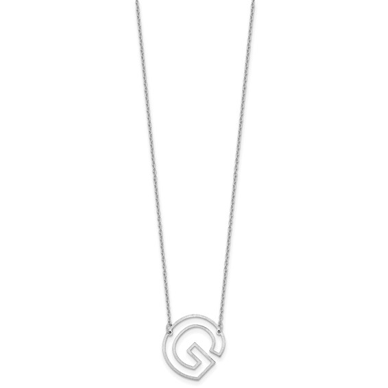 Sterling Silver Sideways Cut Out Initial G Necklace