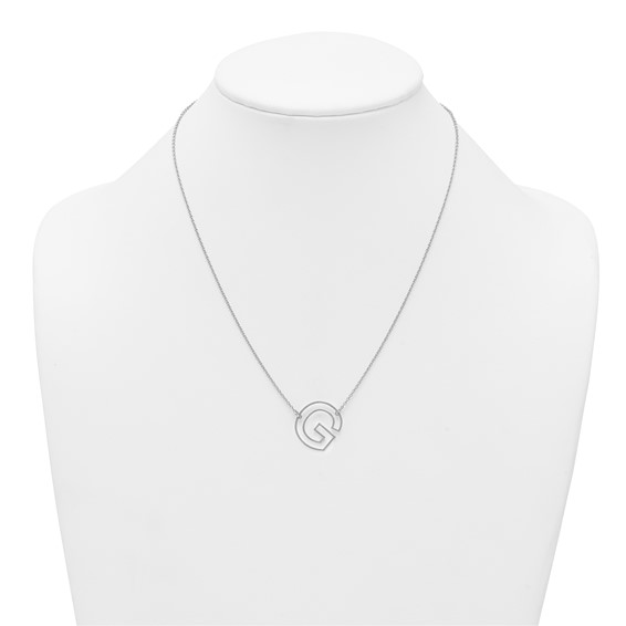 Sterling Silver Sideways Cut Out Initial G Necklace