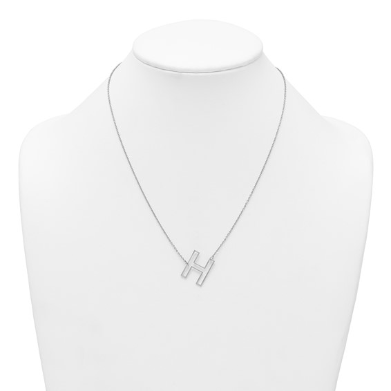 Sterling Silver Sideways Cut Out Initial H Necklace