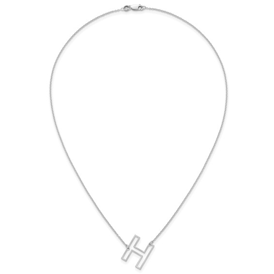 Sterling Silver Sideways Cut Out Initial H Necklace