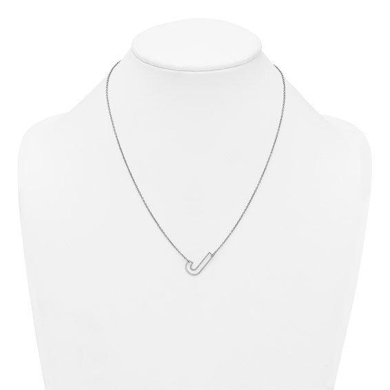 Sterling Silver Sideways Cut Out Initial J Necklace