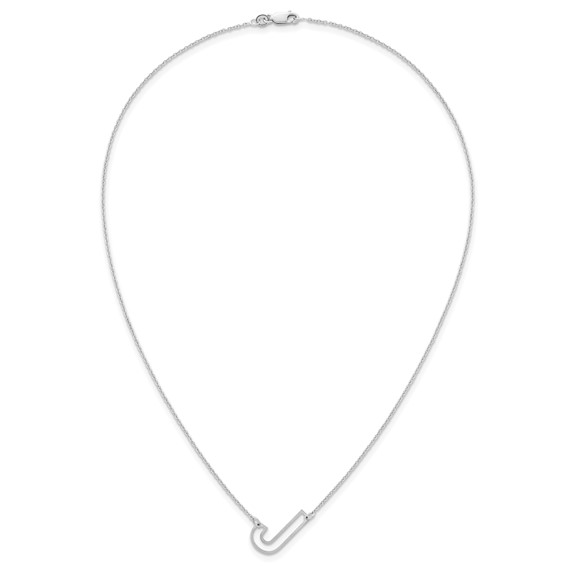 Sterling Silver Sideways Cut Out Initial J Necklace
