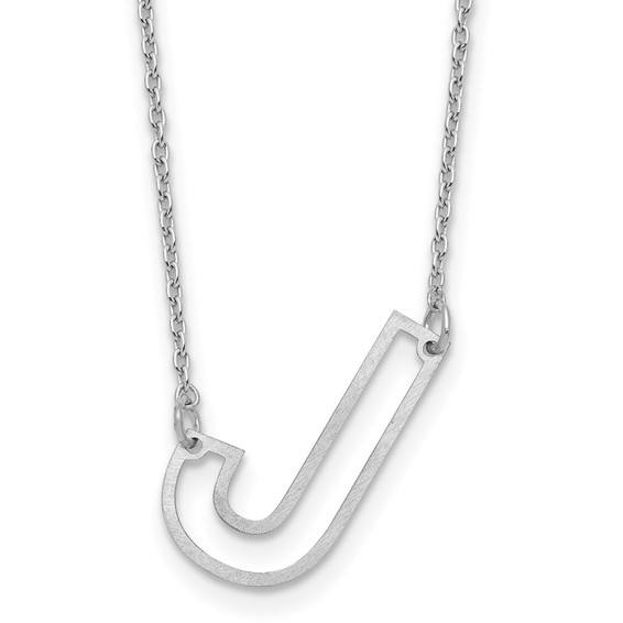 Sterling Silver Sideways Cut Out Initial J Necklace