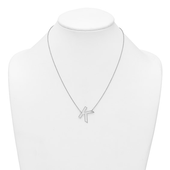 Sterling Silver Sideways Cut Out Initial K Necklace