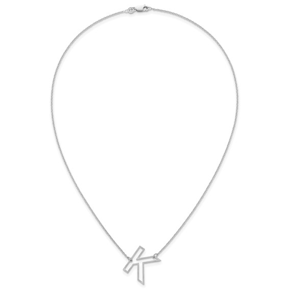 Sterling Silver Sideways Cut Out Initial K Necklace