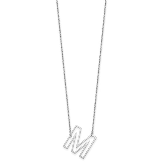 Sterling Silver Sideways Cut Out Initial M Necklace