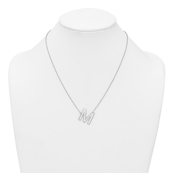 Sterling Silver Sideways Cut Out Initial M Necklace