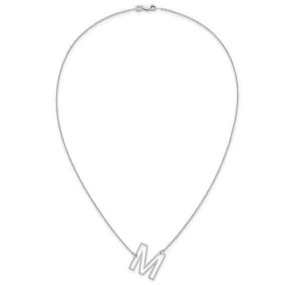 Sterling Silver Sideways Cut Out Initial M Necklace