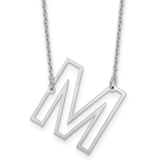 Sterling Silver Sideways Cut Out Initial M Necklace