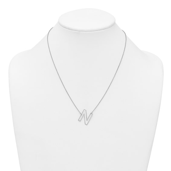 Sterling Silver Sideways Cut Out Initial N Necklace