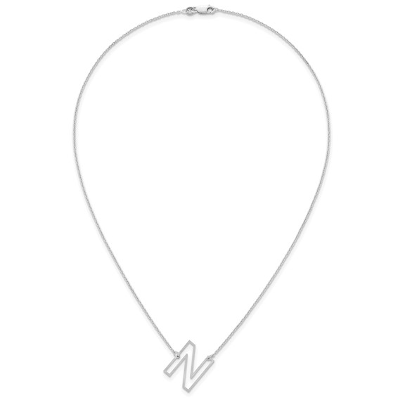 Sterling Silver Sideways Cut Out Initial N Necklace