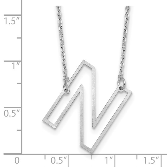 Sterling Silver Sideways Cut Out Initial N Necklace