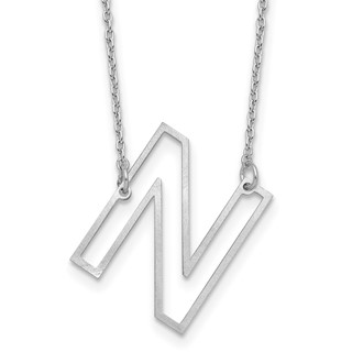 Sterling Silver Sideways Cut Out Initial N Necklace