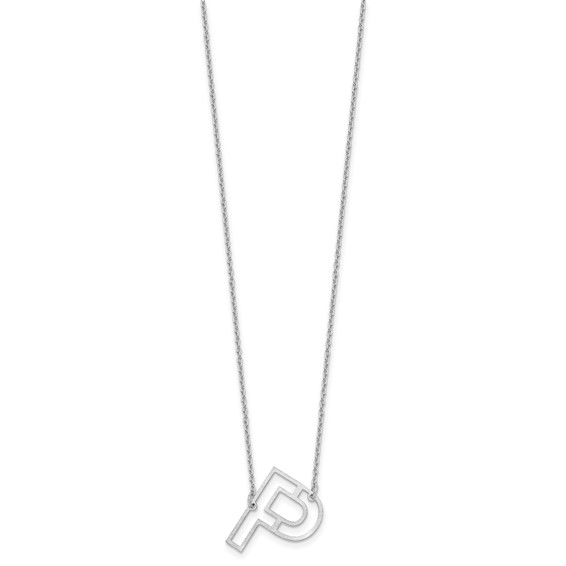 Sterling Silver Sideways Cut Out Initial P Necklace