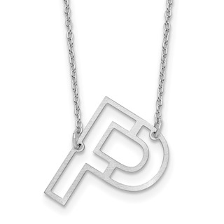 Sterling Silver Sideways Cut Out Initial P Necklace