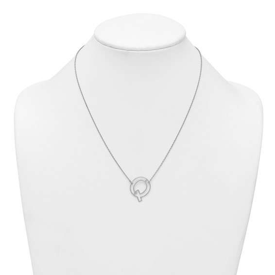 Sterling Silver Sideways Cut Out Initial Q Necklace