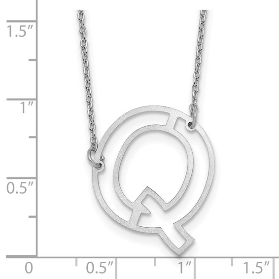 Sterling Silver Sideways Cut Out Initial Q Necklace