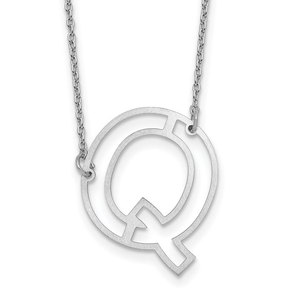 Sterling Silver Sideways Cut Out Initial Q Necklace