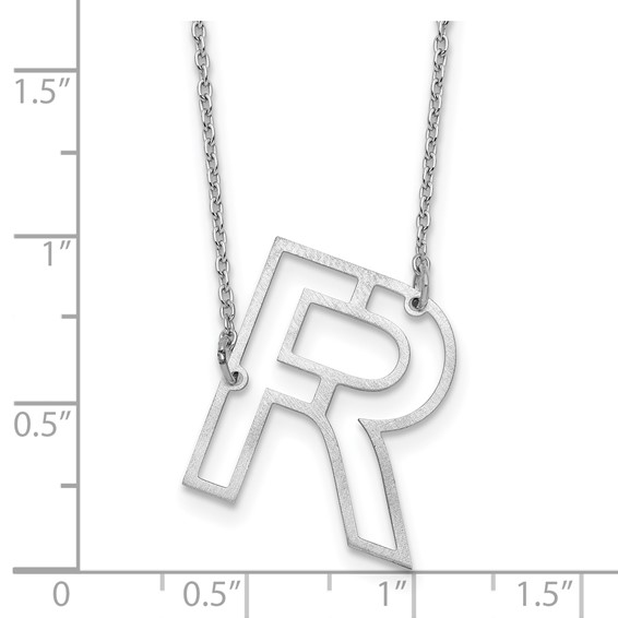 Sterling Silver Sideways Cut Out Initial R Necklace