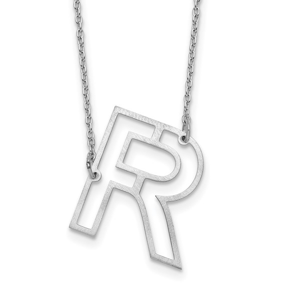 Sterling Silver Sideways Cut Out Initial R Necklace