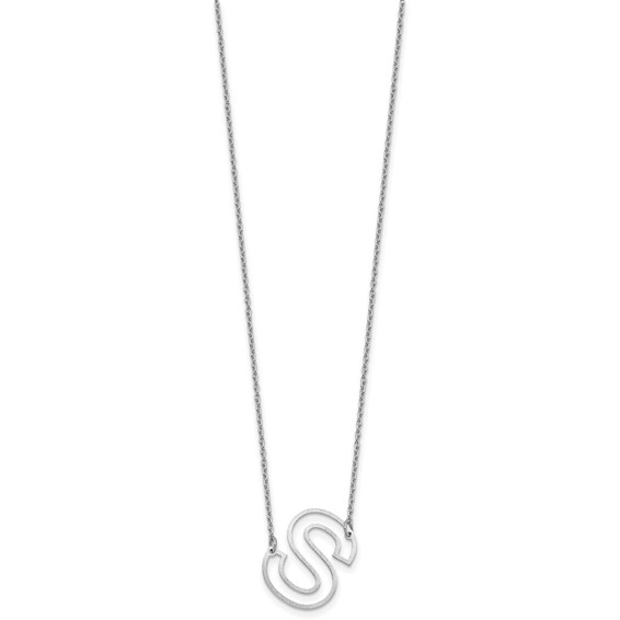 Sterling Silver Sideways Cut Out Initial S Necklace