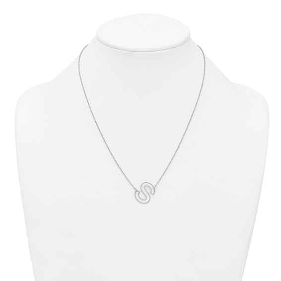 Sterling Silver Sideways Cut Out Initial S Necklace
