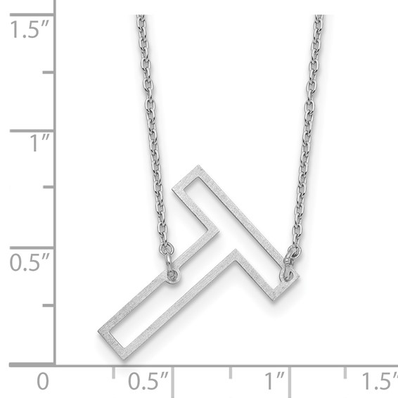 Sterling Silver Sideways Cut Out Initial T Necklace