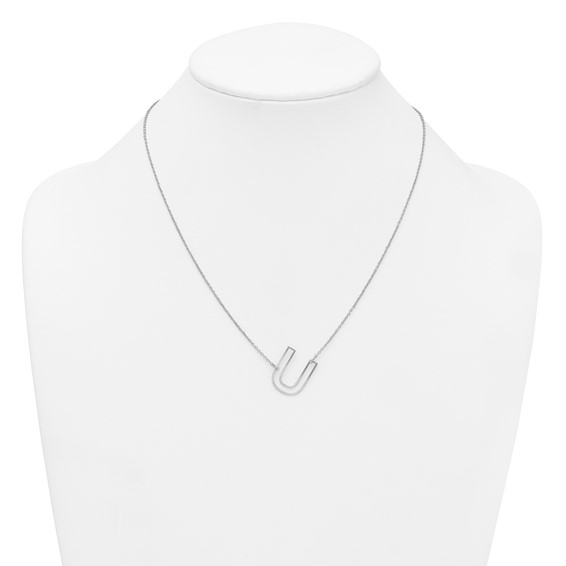 Sterling Silver Sideways Cut Out Initial U Necklace