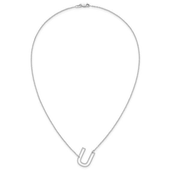 Sterling Silver Sideways Cut Out Initial U Necklace