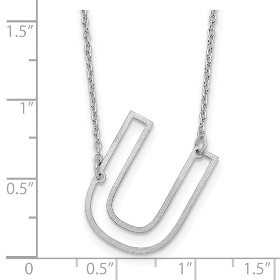Sterling Silver Sideways Cut Out Initial U Necklace