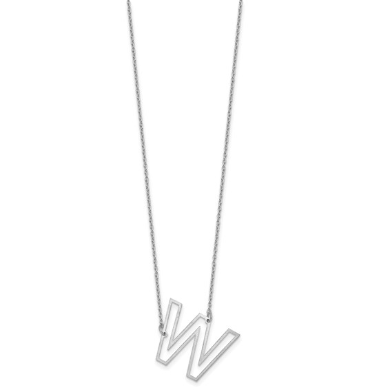 Sterling Silver Sideways Cut Out Initial W Necklace