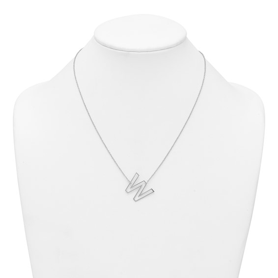 Sterling Silver Sideways Cut Out Initial W Necklace