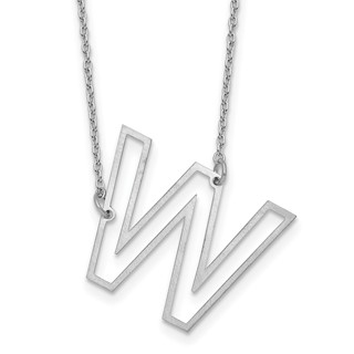 Sterling Silver Sideways Cut Out Initial W Necklace