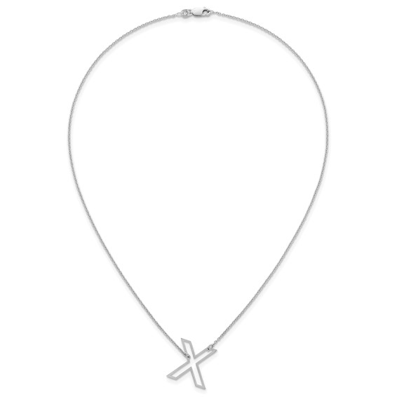 Sterling Silver Sideways Cut Out Initial X Necklace