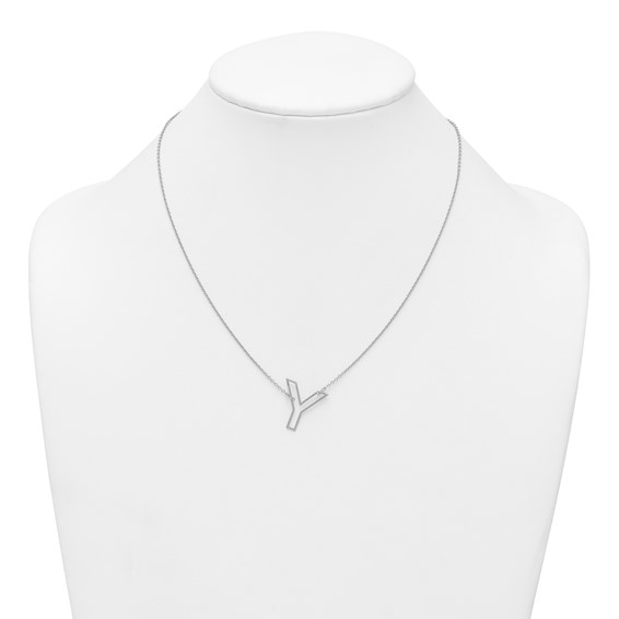 Sterling Silver Sideways Cut Out Initial Y Necklace