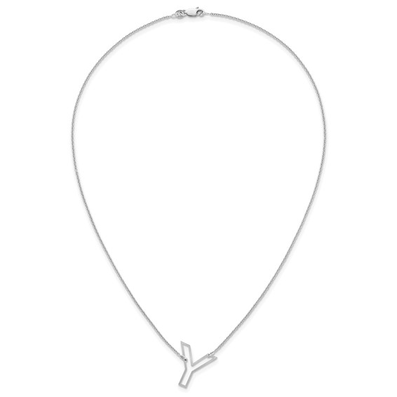 Sterling Silver Sideways Cut Out Initial Y Necklace