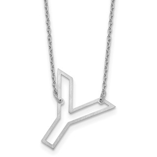 Sterling Silver Sideways Cut Out Initial Y Necklace