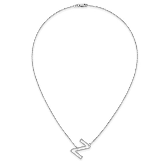 Sterling Silver Sideways Cut Out Initial Z Necklace