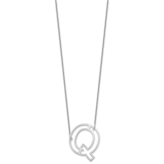 14k White Gold Sideways Cut Out Initial Q Necklace