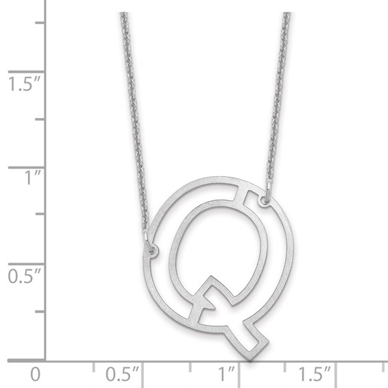 14k White Gold Sideways Cut Out Initial Q Necklace