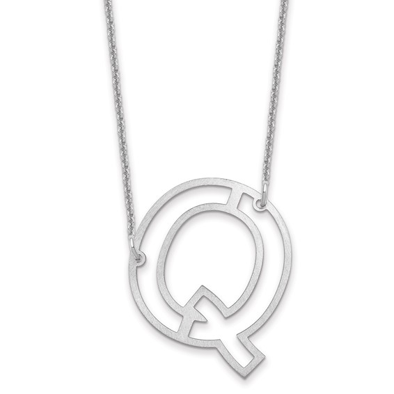 14k White Gold Sideways Cut Out Initial Q Necklace