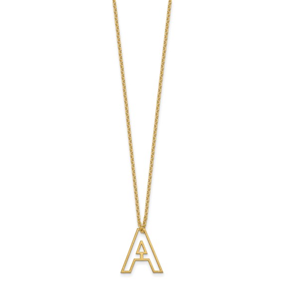 Sterling Silver/Gold-Plated Cut Out Slide Initial A Necklace