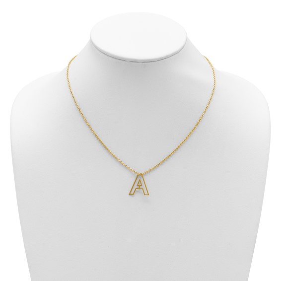 Sterling Silver/Gold-Plated Cut Out Slide Initial A Necklace